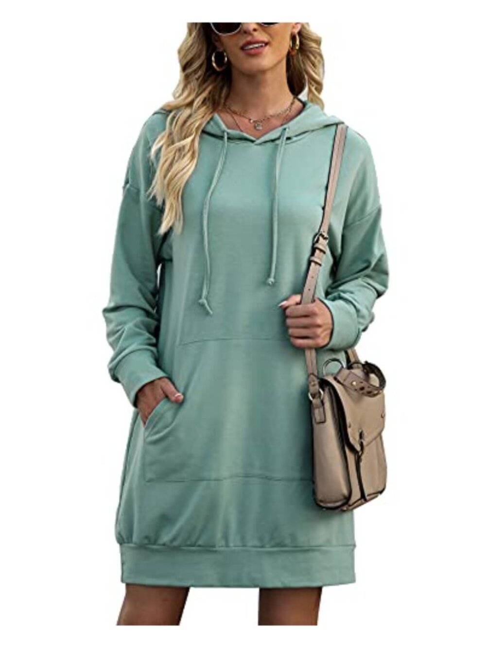 Women Oversized Hoodie Dress Long Sleeve Tunic Sweatshirt with Pocket Casual